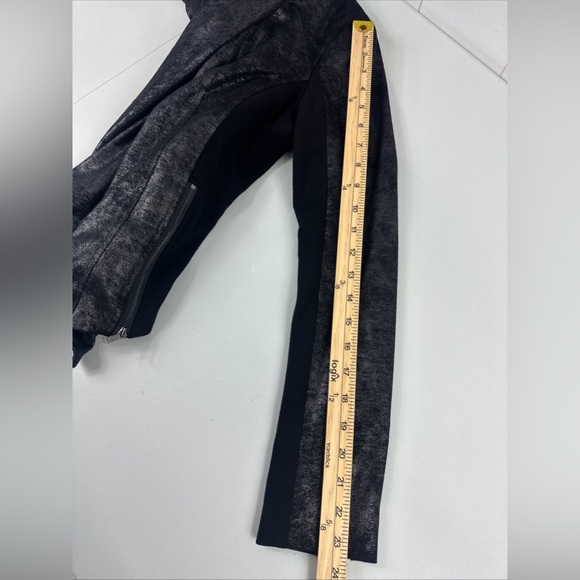 Cache Sz S Black Coated Drape Open Front Cardigan Sweater Side & Sleeve Zip - Picture 11 of 13